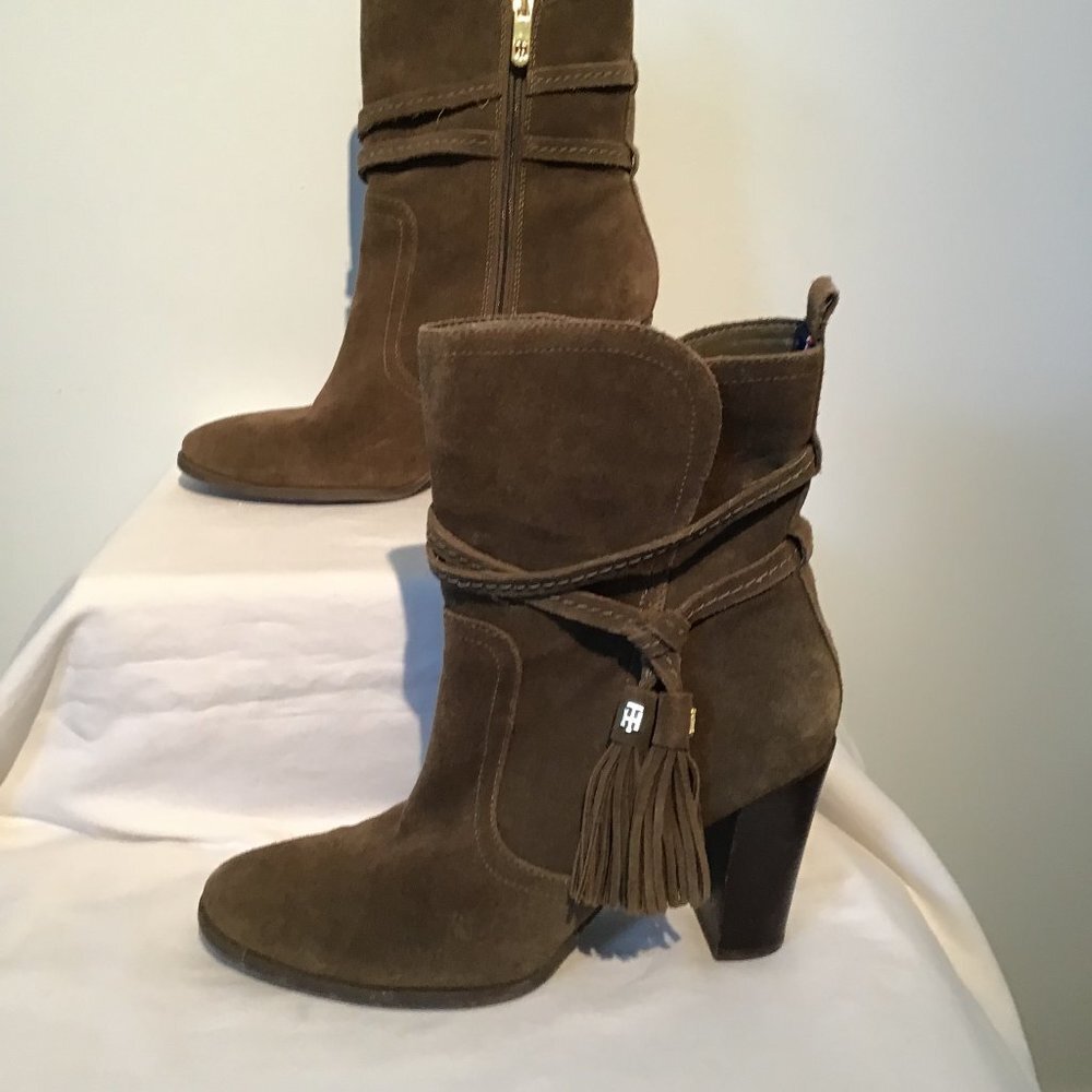 Tommy Hilfiger Suede Heeled Booties  Size 8.5